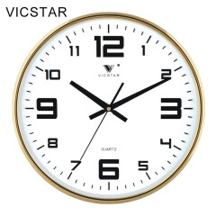 VICSTAR 威时达钟表 时尚创意简约立体数字挂钟 客厅卧室石英时钟 14寸招财金，直径35.5厘米