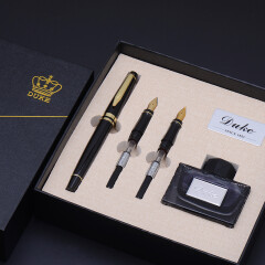 公爵（DUKE）英朗商务系列组合笔 美工笔+钢笔+宝珠一体/送人/自用/练字均可/礼盒装 D23英朗（金夹）三用笔