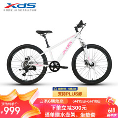 喜德盛（xds）青少年自行车小王子X6铝合金内走线车架 机械碟刹 白粉 24寸轮径