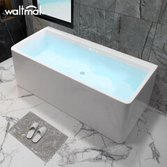 沃特玛（Waltmal）三裙边亚克力浴缸家用成人冲浪按摩恒温时尚简约欧式方形1.3-1.7m 空缸 约1.5米