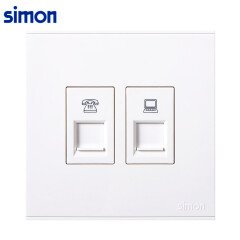 西蒙(SIMON)开关插座 电话电脑插座面板 86型暗装 E6系列电话加信息插座 象牙白色 725229