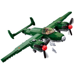 快乐小鲁班（Sluban）二战坦克战车积木拼装军事飞机战斗机军车模型玩具男孩子生日礼物 空军TU-2中型轰炸机  B0688