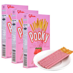 泰国进口 格力高（pocky）百奇草莓味涂层饼干 45g*3盒