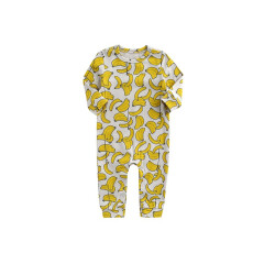 minizone男女宝宝婴儿春秋季衣服纯棉长袖连体衣哈衣爬服打底衣睡衣0-2岁 黄色香蕉 90cm