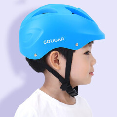 美洲狮（COUGAR）轮滑运动护具可调儿童头盔骑行自行车单车头盔帽子 蓝色【安全又轻便】 均码/3-15岁均可使用(可调头围56-58CM)
