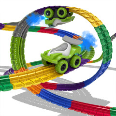 纽奇儿童喷雾轨道车248件套百变拼装360度翻转轨道赛车竞赛电动玩具