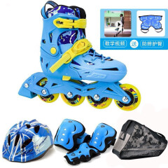 飞鹰NT2轮滑鞋溜冰鞋儿童男女孩全套装轮滑鞋滑冰鞋旱冰鞋 蓝色高级护具套装（锁轮款） S码（28-32）适合3-6岁