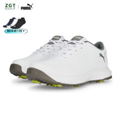 彪马（PUMA）高尔夫球鞋男款 Fusion Tech WP低帮舒适透气 有钉鞋 2023新款 37856001白/灰 6.5-40