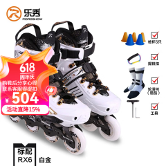 乐秀轮滑鞋溜冰鞋成人男女平花鞋旱冰鞋滑轮鞋滑冰鞋RX6 白金1双鞋 40