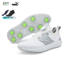 彪马（PUMA）高尔夫球鞋DISC系列男士缓震旋钮低帮运动鞋 37607901白/银/灰 6.5-40