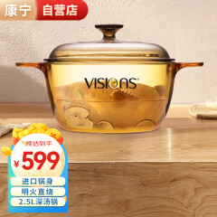 康宁（VISIONS）2.5L晶彩透明玻璃深汤锅炖锅煮锅 明火直烧家用VS-25/CN