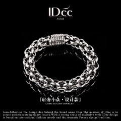 IDee  CREATIVE IDER FOR YOU法国IDee圆环复古银手链男个性时尚925银手环夸张轻奢小众配饰 手链尺寸 长21.5CM 宽1.6CM