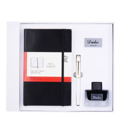 公爵（DUKE）DK100精英套装 钢笔/铱金笔/礼品自用佳品礼盒套装牛津笔记本（黑色笔记本）白色钢笔套装