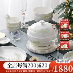 华光国瓷 骨瓷餐具套装 抗菌釉中彩碗盘套装 乔迁之喜高端礼品 白玉兰 白玉兰【抗菌瓷礼盒装】 30头