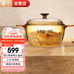 康宁（VISIONS）2.5L晶彩透明玻璃深汤锅炖锅煮锅 明火直烧家用厨房好物VS-25/CN