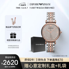 安普里奥·阿玛尼（Emporio Armani）手表女满天星系列 经典双针镶钻刻度女表生日礼物送女友AR1840