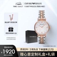 安普里奥·阿玛尼（Emporio Armani）手表女士 钢制表带休闲简约女腕表 生日礼物送女友送老婆AR1683
