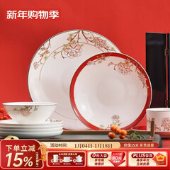 华光国瓷 骨瓷餐具碗碟套装 中国风餐具碗盘碟勺 一人食多人餐具 锦色 锦色 12头餐具
