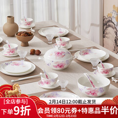 华光国瓷 碗��餐具套装 抗菌骨瓷餐具碗碟套装 乔迁结婚送礼 花好月圆 花好月圆4.5寸碗单只