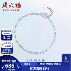 周六福（ZLF）  PT950铂金手链女款白金简约百搭扭纹手饰 16cm+2cm尾链 - 2.53g pt950