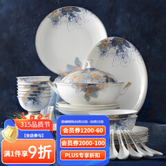华光国瓷 碗碟套装 骨瓷餐具碗盘碟 欧式家用陶瓷餐具 梦幻卡布里 梦幻卡布里 32头