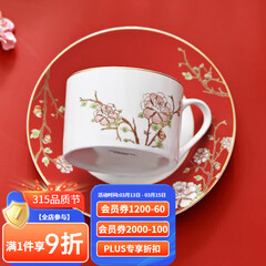 华光国瓷 骨瓷咖啡杯碟套装 故宫宫廷风咖啡杯碟 创意送礼礼盒装 锦色
