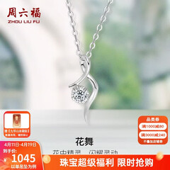 周六福（ZLF）  18K金钻石项链女气质钻石吊坠挂坠节日礼物 吊坠+18k金白色O字链（约41cm+5cm ）