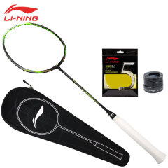 李宁（LI-NING） 能量75I 5U超轻羽毛球拍单拍能量聚合全碳素比赛用拍 轻量型 黑绿