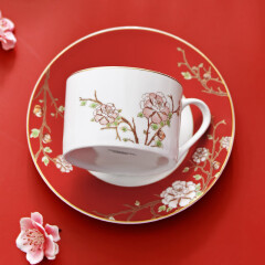 华光国瓷 骨瓷咖啡杯碟套装 中国风故宫 宫廷风咖啡杯碟 创意送礼礼盒装 锦色