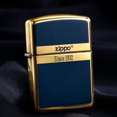 芝宝打火机zippo官方正版黄铜169盔甲机礼盒装 zoop打火机正品 金冰起源商标蓝-礼袋装