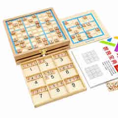 三格田（SANGTY）数独游戏棋九宫格多功能棋盘4多合一6宫格智力玩具桌面游戏木制 榉木数独（品质版）420关训练