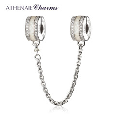 ATHENAIE 925银珐琅安全保护链可搭配手链手镯 开口内置胶圈款 白色SCH10