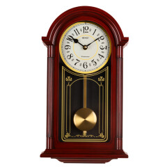 汉时(Hense) 创意客厅挂钟复古经典摆钟简约艺术欧式挂表时钟音乐报时石英钟表HP38红木色