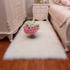 牧诺床边毯卧室地毯客厅毛绒简约加厚长毛绒可爱毯房间地毯 毛绒 纯白色 80*180厘米