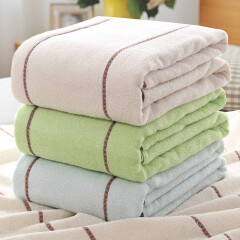 图强纯棉毛巾被毯老式单双人加厚柔软全棉盖毯空调毯夏凉被午睡毯 绿色 140*190cm