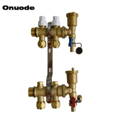 欧诺德Onuode地暖分水器黄铜地热双阀分集水器 可加装电热执行器 二路套装--左右进水都适用