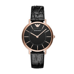 阿玛尼（Emporio Armani)女士手表 欧美简约时尚商务石英皮带女表腕表 AR11064