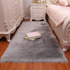 牧诺床边毯卧室地毯客厅毛绒简约加厚长毛绒可爱毯房间地毯 毛绒 灰色 80*180厘米
