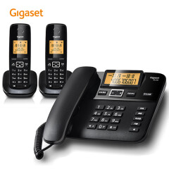 Gigaset原西门子品牌电话机DL310数字无绳电话家用子母机中文来电显示一拖二办公固定无线电话座机(黑)