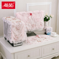 蒂朵 电脑罩防尘罩 液晶显示器罩蕾丝布艺防尘机箱键盘罩24寸 浪漫依然五件套 24寸