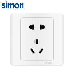 西蒙(simon)开关插座 五孔插座面板 86型墙壁插座10a C3系列二三插座 雪山白色C31084