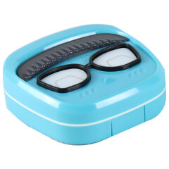 洁达 隐形眼镜盒伴侣盒双联盒护理盒 方脸娃娃 A-9009 蓝色