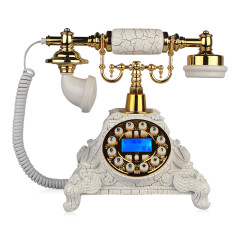 金顺迪海洋之星 仿古电话机复古老式欧式电话家用座机 无线插卡电话机电信移动固话座机 金白色免提款(接电话线)
