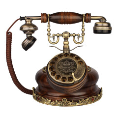 金顺迪K29 欧式仿古电话机家用座机古典橡实木客厅卧室办公固定电话机 旋转款(接电话线)