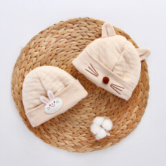 威尔贝鲁(WELLBER)婴儿彩棉帽子宝宝新生儿胎帽春秋款两条装L码