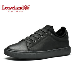 枫叶（leaveland）男士休闲鞋皮鞋秋冬新款男鞋英伦时尚板鞋百搭鞋子 黑色 38