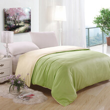 哈他家纺 全棉素色被罩 单人双人加大纯色双拼被套 果绿米 160*210cm