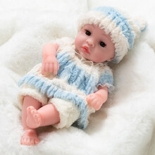 仿真娃娃毛绒玩具婴儿女孩全软胶洋娃娃逼真睡眠会说话唱歌的重生假娃娃公仔玩偶 275-6睁眼 蓝毛绒（男娃） 彩盒装+248声版
