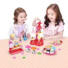 迪士尼橡皮泥儿童彩泥套装粘土模具工具小麦泥男孩女孩过家家玩具黏土3-6岁宝宝玩具 KT-8606 Hello Kitty 扭扭雪糕机