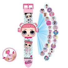 奥特曼投影手表电子手表儿童超人蜘蛛侠玩具卡通24图带盖男孩女生礼物 新款翻盖惊喜娃娃24图投影